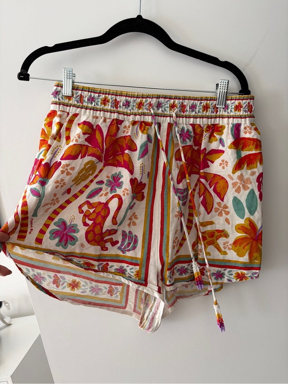 FARM Rio SET White Button-Down Shirt and Shortswith Pink & Orange Tropical Print - Picture 5 of 5